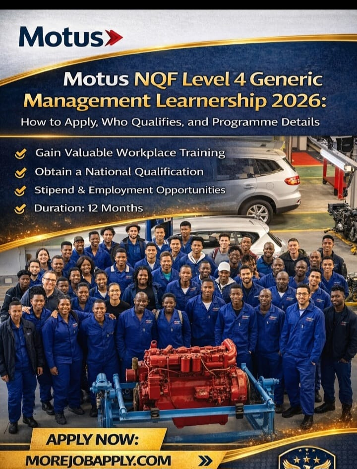 Motus NQF Level 4 Generic Management Learnership 2026: How to Apply, Who Qualifies, and Programme Details