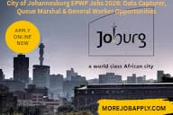 City of Johannesburg EPWP Jobs 2026