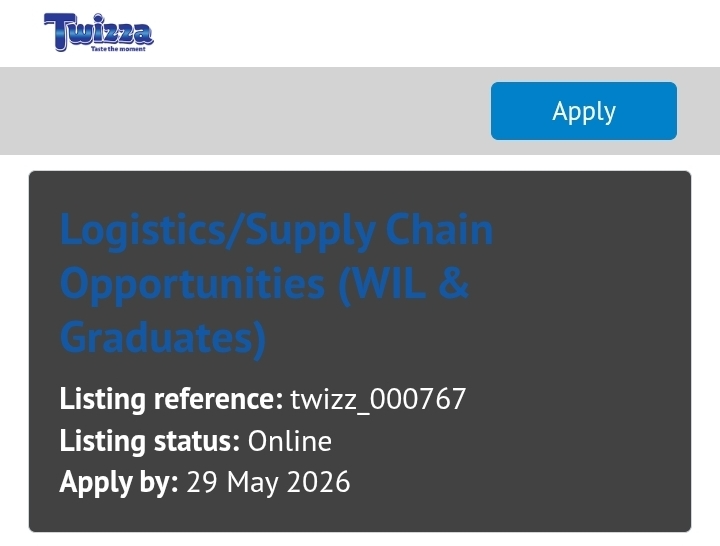 Logistics/Supply Chain Opportunities (WIL & Graduates)